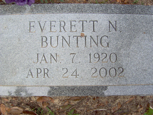 Headstone for Bunting, Everette N.